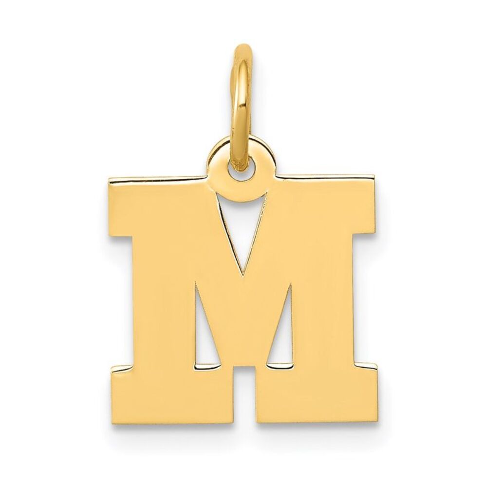 14k Yellow Gold, Amanda Collection, Small Block Initial M Pendant
